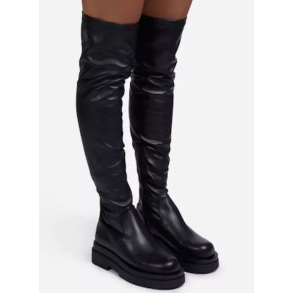 Circus By Sam Edelman Womens Knee High Boots Nat Black Round Toe Ankle Zipper 7M - Picture 2 of 14